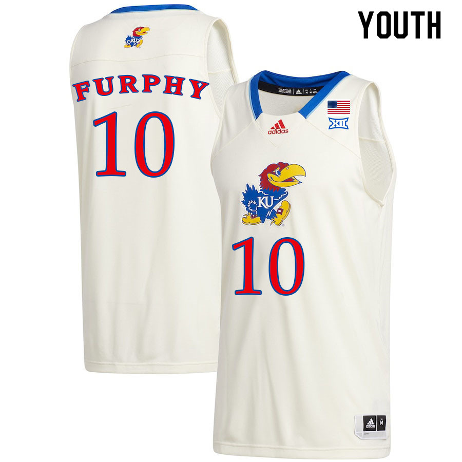 Youth #10 Johnny Furphy Kansas Jayhawks College Basketball Jerseys Stitched Sale-Cream